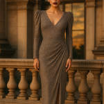 Metalic Taupe Party Dress