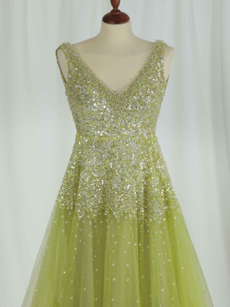 Shiny Yellow Party Dress