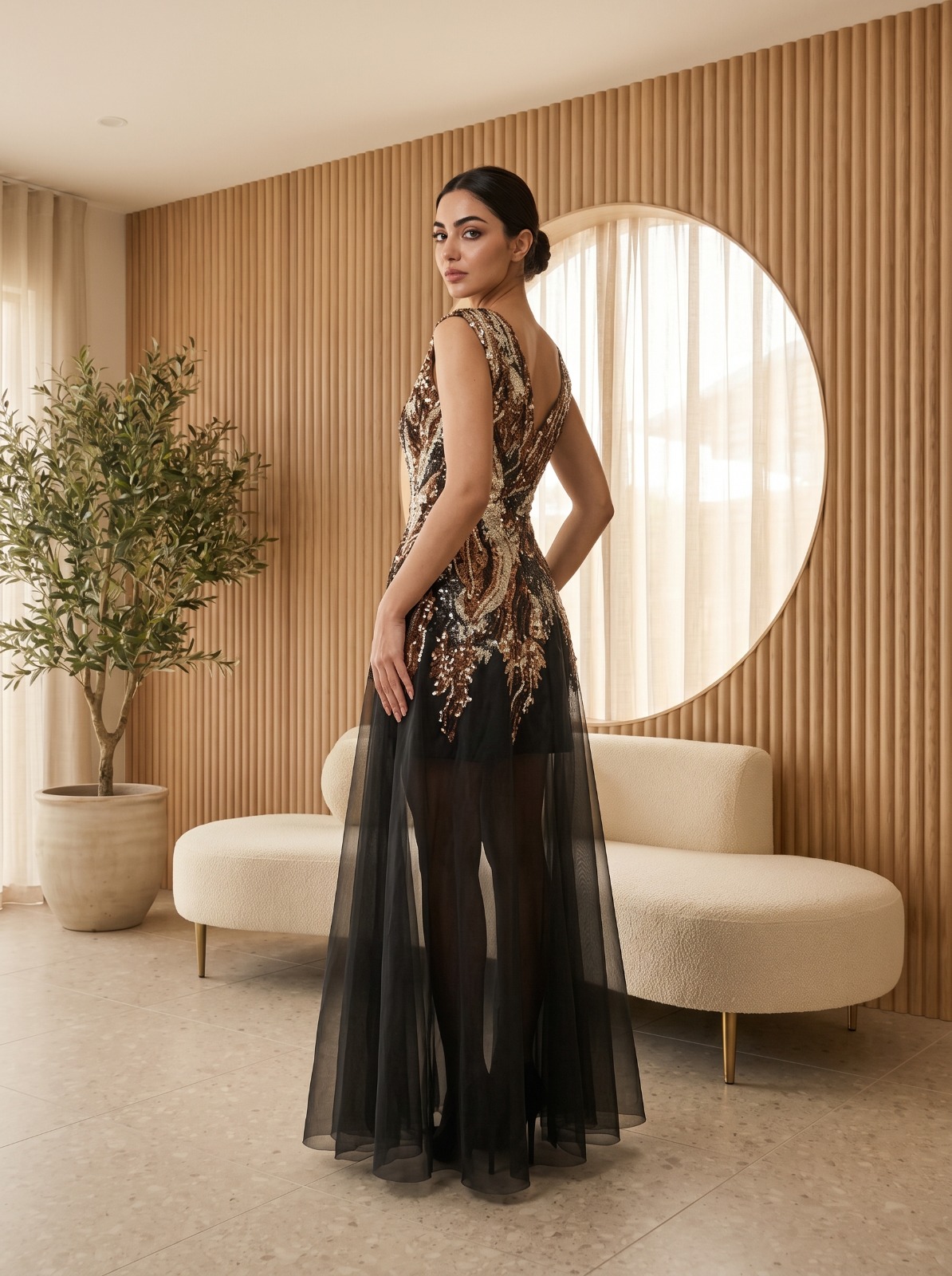 Tiger-Striped Sequin Low-Back - Image 2