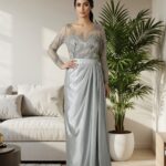 Silver Elegance Embellished Satin Party Dress