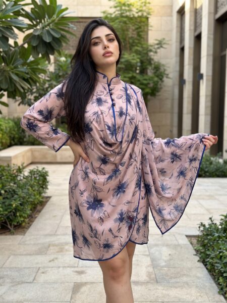 Elegant Blush Floral Kaftan