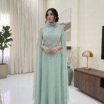 Mint Elegance Embellished Cape