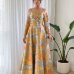 Golden Bloom Floral Gown