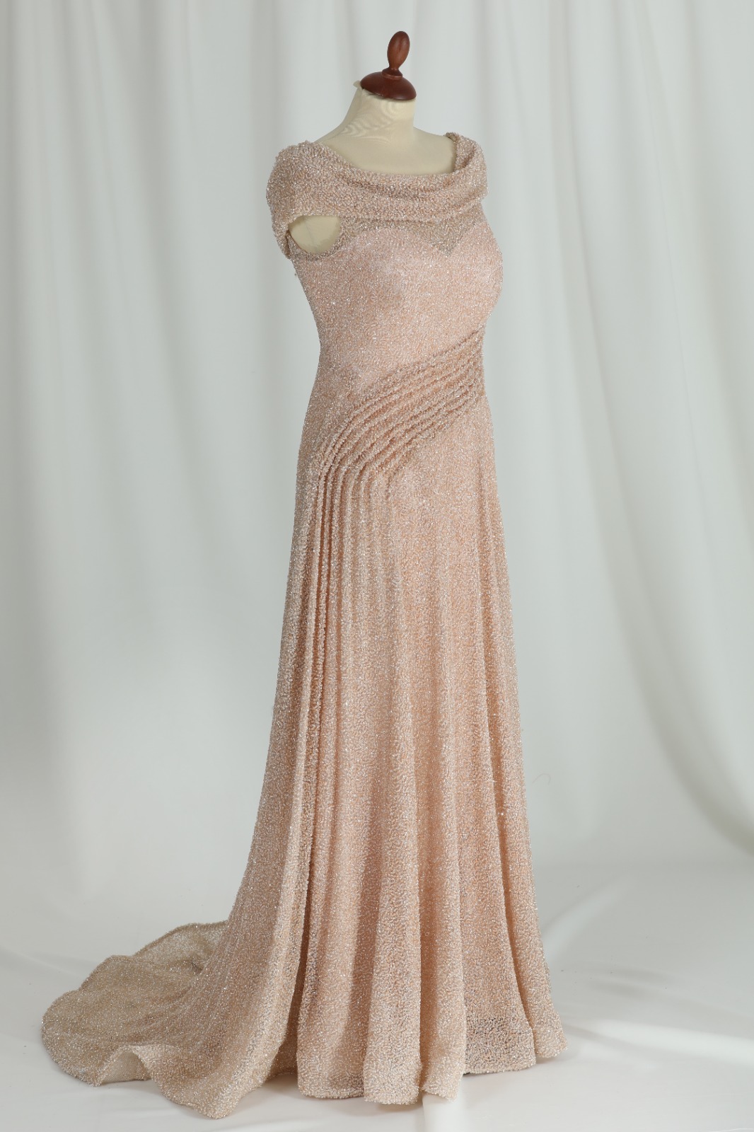 Champagne Elegance Off-Shoulder Gown - Image 5
