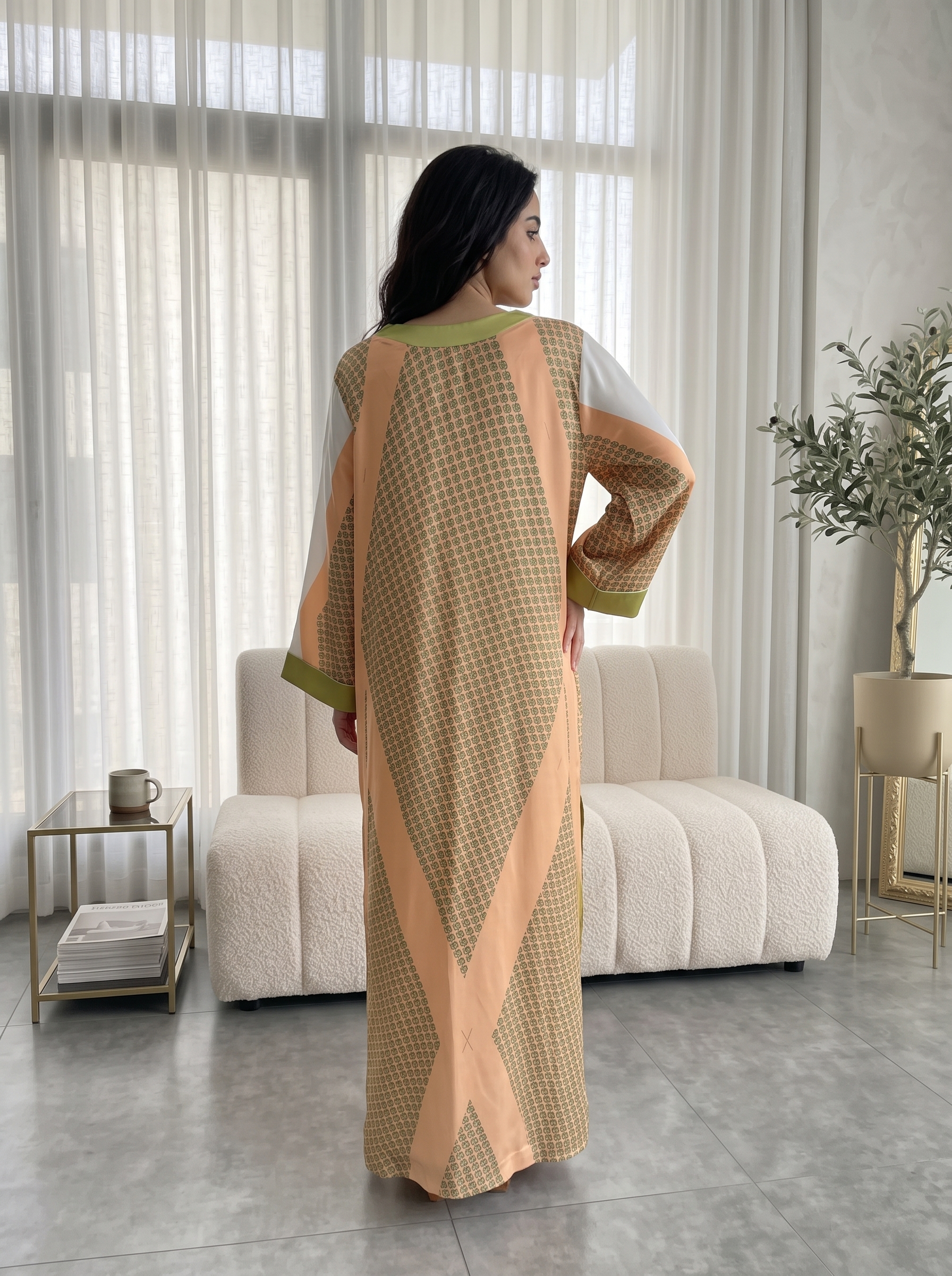 Elegant Peach & Olive Green Ethnic Wear - Image 2